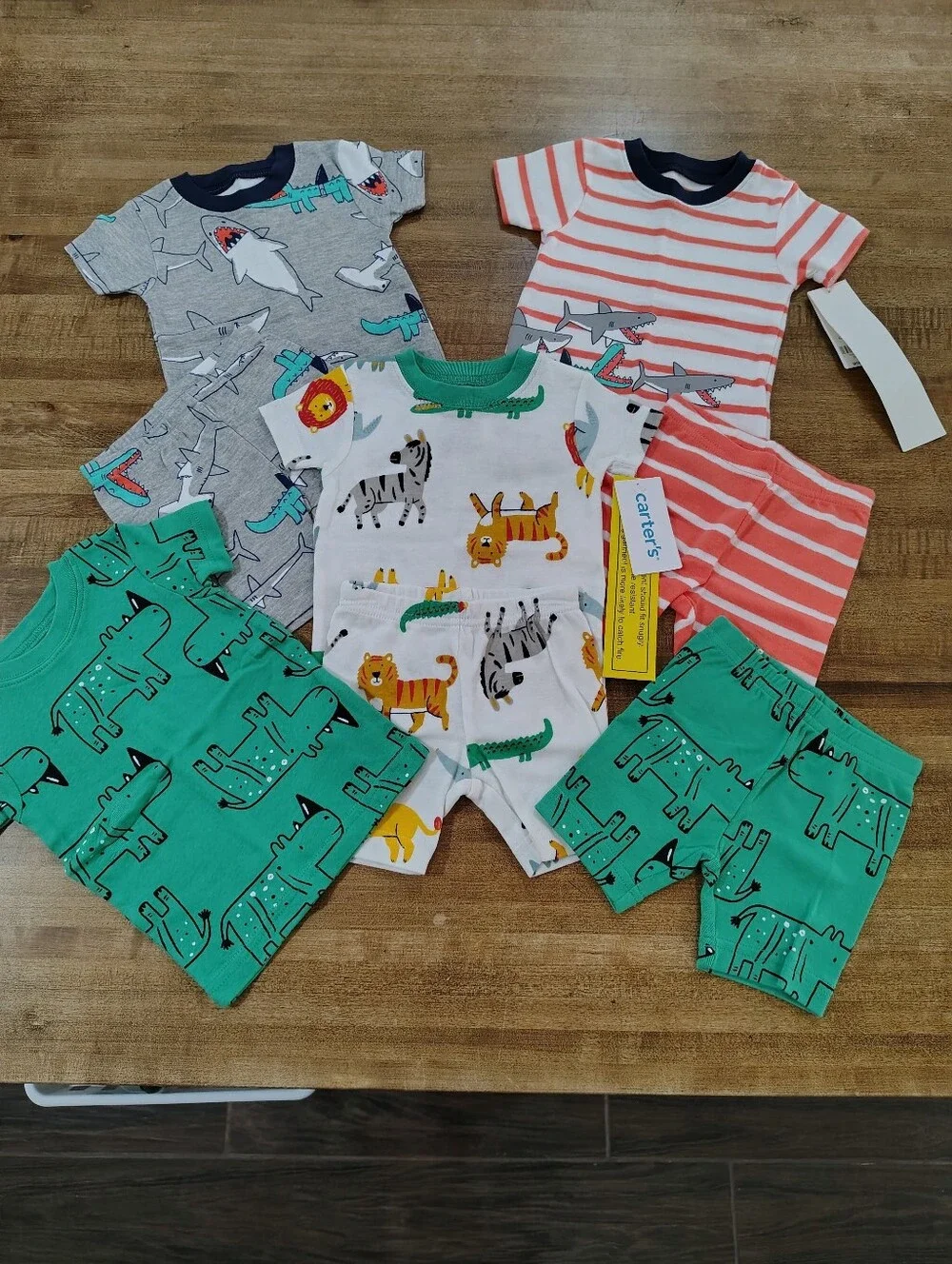 Carter's Multi- Pajama Sets Safari Green, Shark Gray, Safari White, Shark Coral